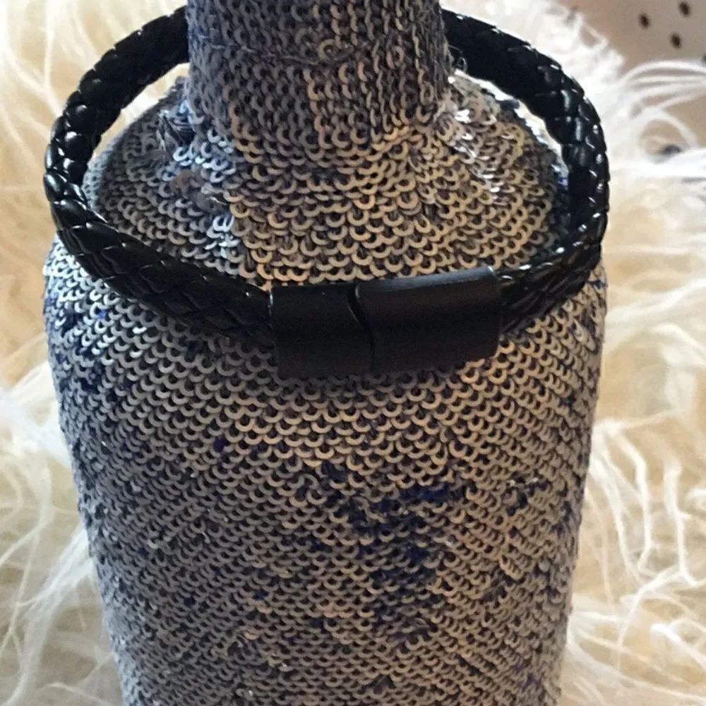 NWOT black leather braided bracelet 10”